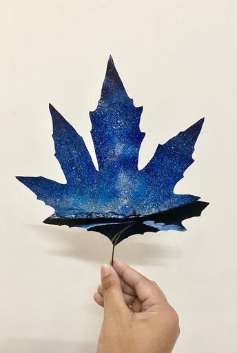 [PK8392-AR-ACR-028292] East Glacier Park Montana Acrylic Painting on a Leaf