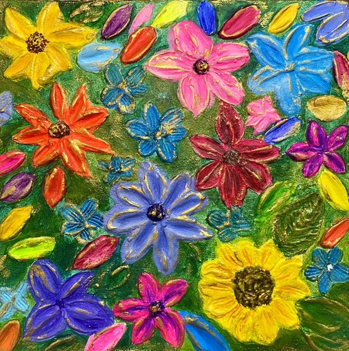 [PK8392-AR-ACR-028362] Desi Floral Texture Painting on Canvas