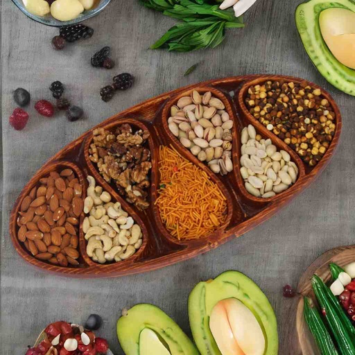 [PK8399-HM-TRY-028389] Wooden Decorative Dry Fruit Tray