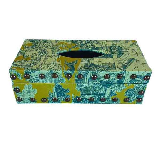 [PK8389-HM-BED-028441] Toile Mustard Tissue Box