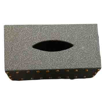 [PK8389-HM-BED-028457] Cutwork Navy Tissue Box