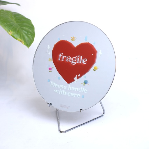 [PK8388-HM-DCR-028634] Fragile Heart Round Mirror