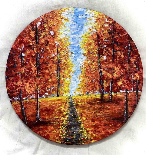 [PK8392-AR-ACR-028704] Bold Autumn Landscape on Round Canvas