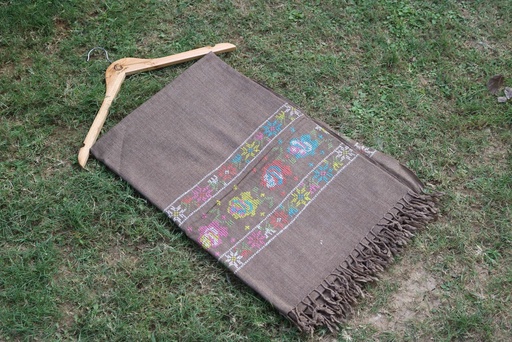 [PK8541-CW-SCF-028778] Swati Khaddi Embroidered Wool Shawl