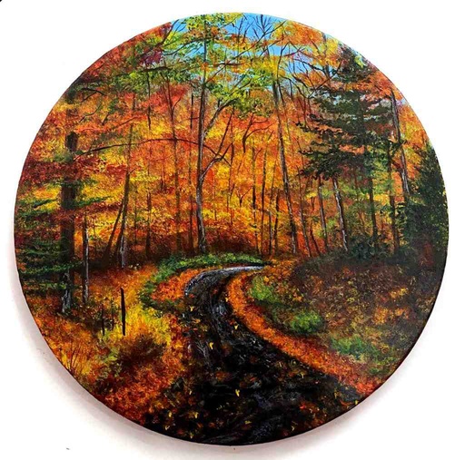 [PK8392-AR-ACR-028936] Autumn Landscape A Vibrant Road Ahead