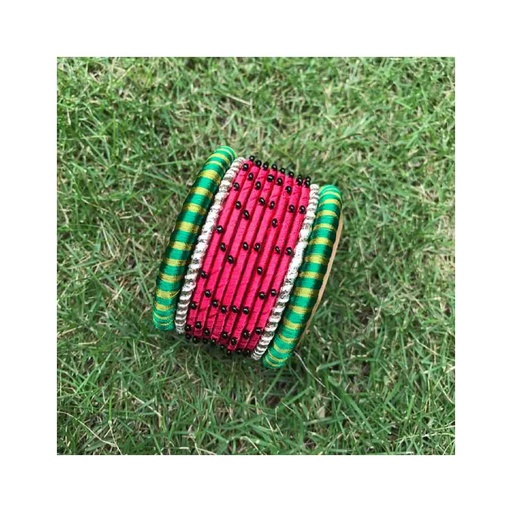[PK8539-JW-BNG-028941] Hand Made Thread Bangles with Pearls & Gota for Parties & Events.