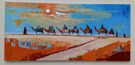 [PK8011-AR-OIL-029055] Camel Desert Painting