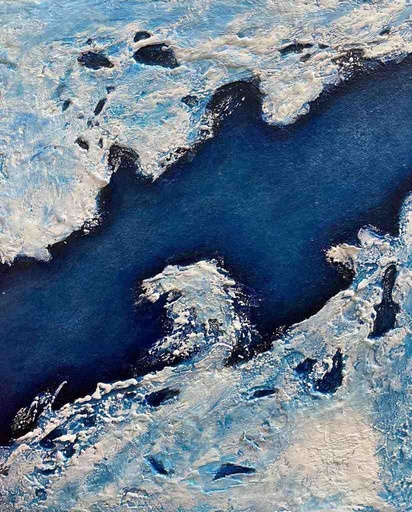 [PK8392-AR-ACR-029078] Icy Sea Texture Painting on Canvas