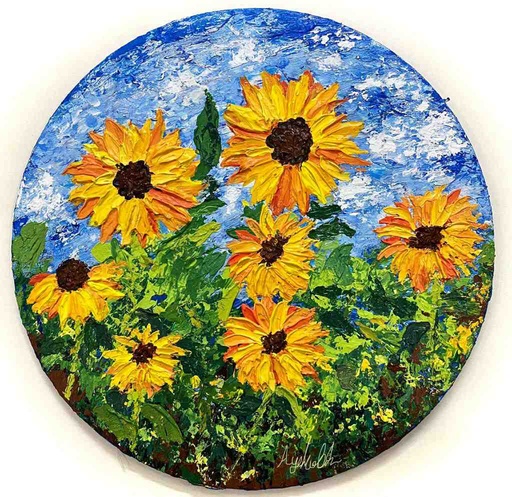 [PK8392-AR-ACR-029089] Palette Knife Sunflower Patch on Canvas