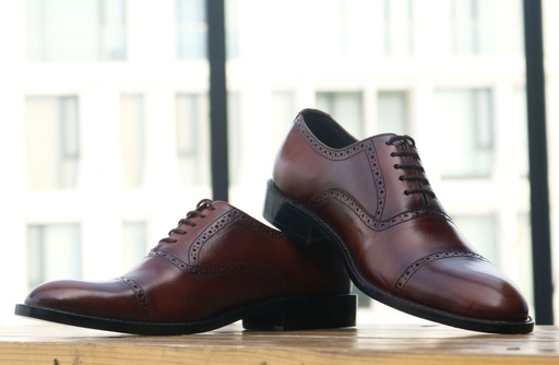 [PK8739-CF-LEA-029094] Dual Shade Tan-Brown Handmade Leather Shoe