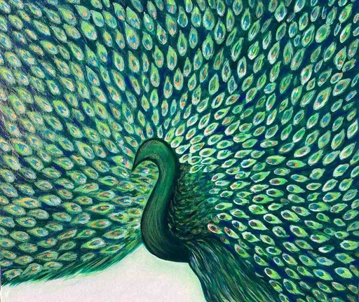 [PK8392-AR-ACR-029095] Abstract Green Peacock 