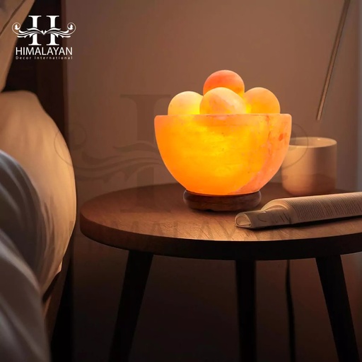 [PK8146-HM-DCR-029191] Attractive Fire Bowl Salt Lamp w Salt Balls