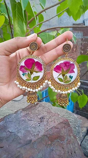 [PK6800-JW-EAR-029379] Real Rose Jhumka