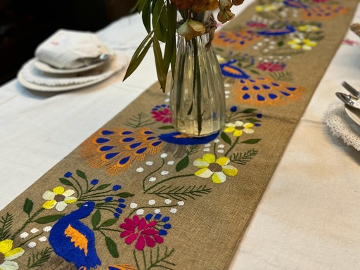 [PK8978-HM-TBW-029458] Embroidered Table Runner (Dark Beige)