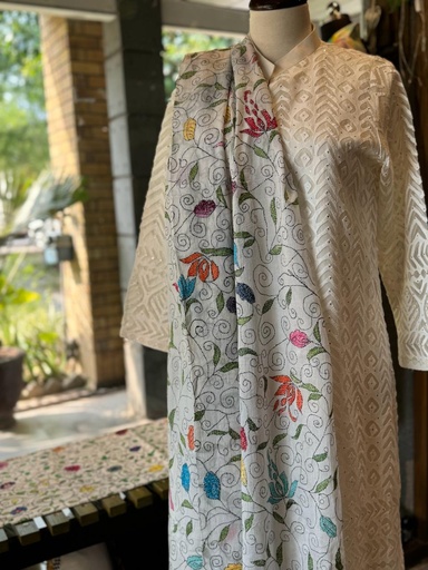 [PK8978-CW-SCF-029460] Kantha (Shadow) Work Embroidered Dupatta
