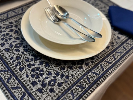 [PK8978-HM-KMA-029466] Block-printed Table Mats with Napkins - Set of 6
