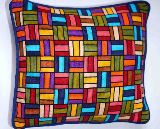 [PK9024-HM-CUS-029517] Multiple-boxespattern-Crossstitched- Cushioncover