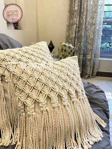 [PK9172-HM-BDC-029636] Macrame Cushion Cover