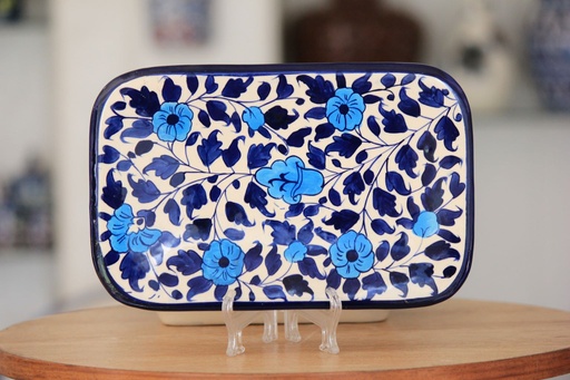 [PK9650-HM-TRY-029843] Blue Pottery Bread Dish (BC-II)