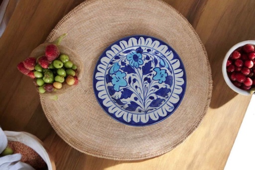 [PK9650-HM-BKT-030012] Blue Pottery Quarter Plate