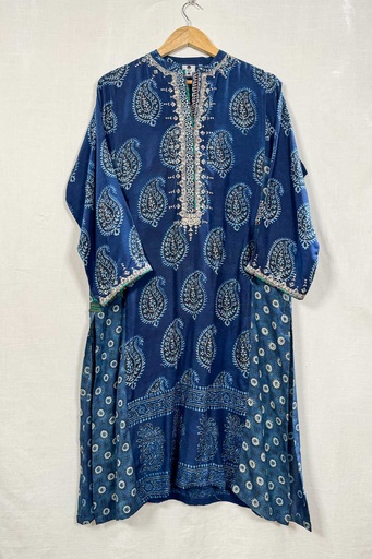 [K-36-24] Cobalt Blue Ajrakh