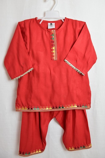 [6-kids-24] Red Embroidered Suit