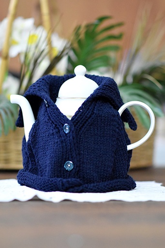 [5-kn-20] Collar Tea Cosy - Navy Blue
