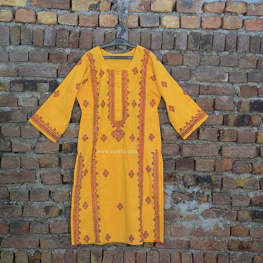[PK0890-CW-PRT-005142] Phulkari Khadr Embroidered Kurta