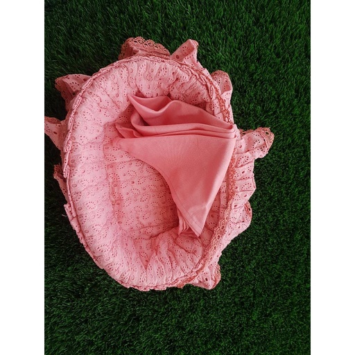 [PK1986-HM-KIT-006972] Pink Chikanari Bread Basket Cover