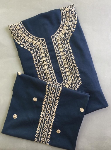 [PK2242-GN-GEN-007304] Blue 2 piece suit with mirror work