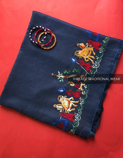 [PK2242-GN-GEN-007392] Denim Shirt with Hand Embroidery