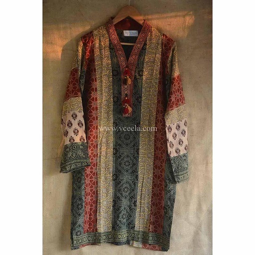 [PK2249-CW-GEN-007599] Ajrak Patched Work Kurta