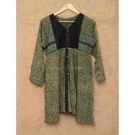[PK2321-CW-PRT-008020] Handmade Block Printed Ajrak frock