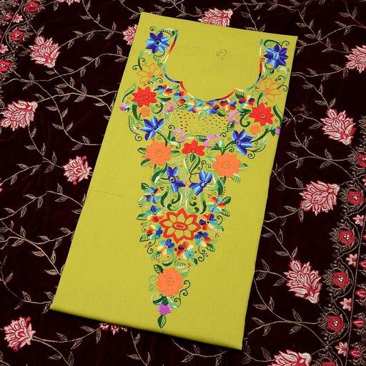 [PK1577-GN-GEN-008048] Ladies hand embroidered shirt piece