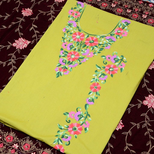 [PK1577-GN-GEN-008051] Ladies hand embroidered shirt piece