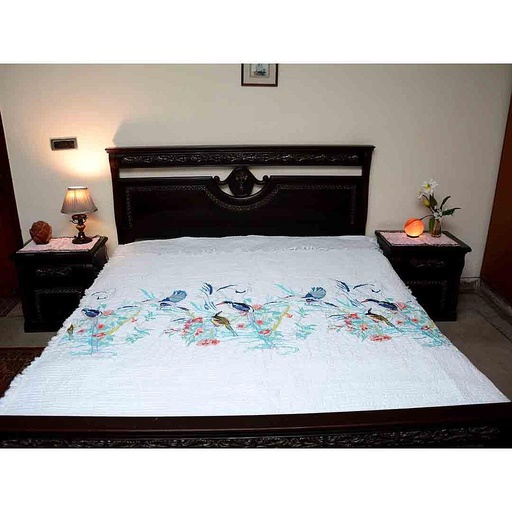 [PK2360-GN-GEN-008075] Bed Spread with Embroidery