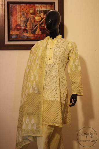 [PK2444-CW-UNS-008289] Block Printed 3 Piece unstitched suit