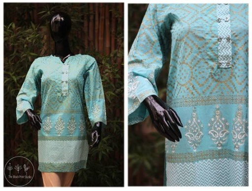 [PK2444-CW-UNS-008296] Block Printed unstitched shirt
