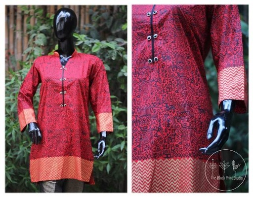 [PK2444-CW-UNS-008300] Block Printed unstitched shirt