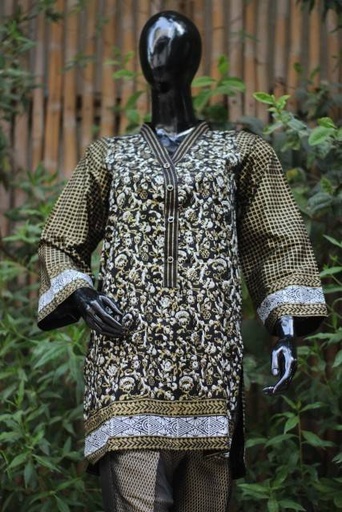 [PK2444-CW-UNS-008304] Block Printed unstitched shirt