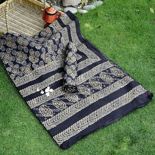 [PK0013-CF-AJK-009099] Gold work Ajrak - 2 piece suit  